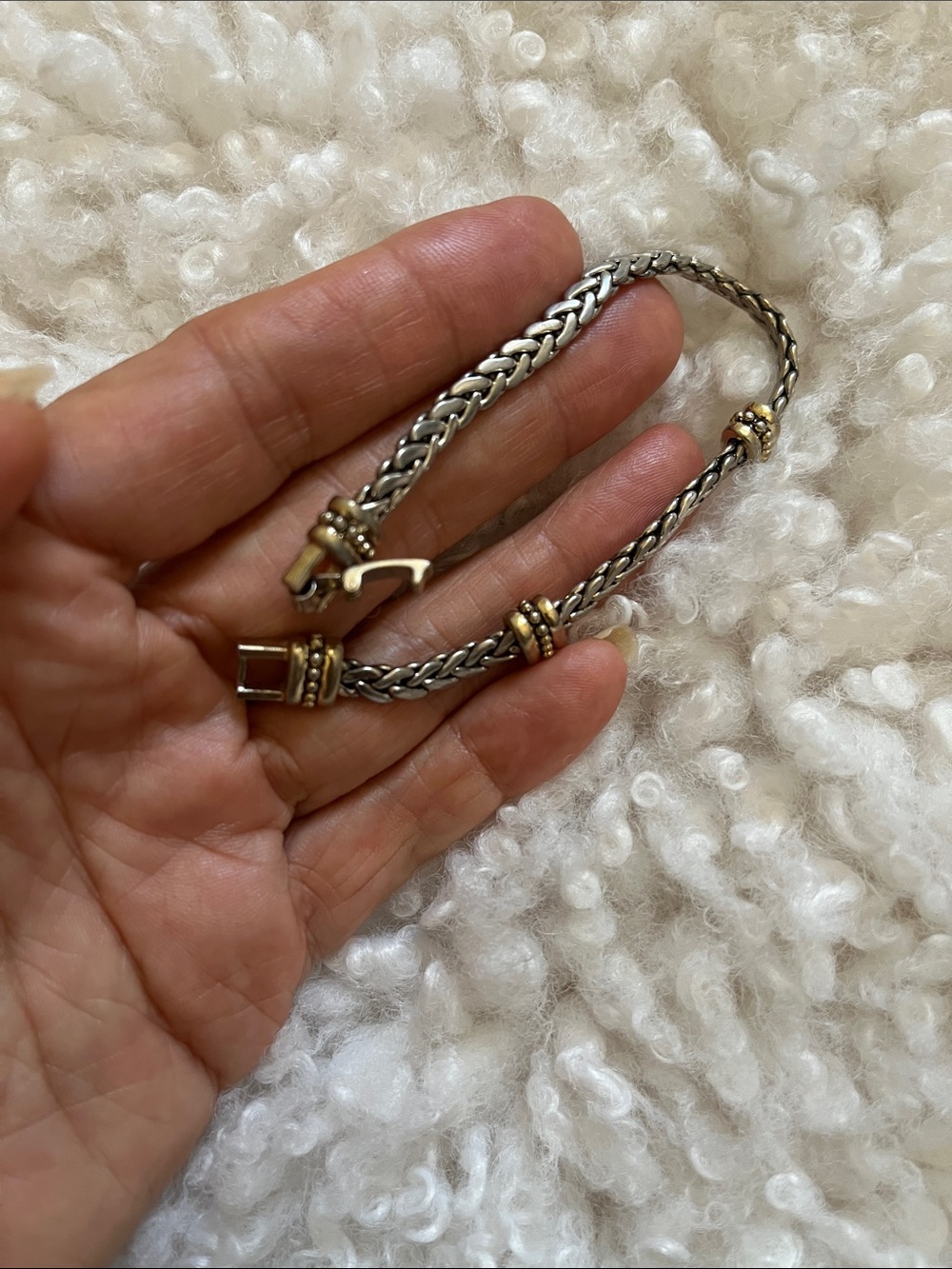 Two-Tone Braided Metal Bracelet - Picture 3 of 8
